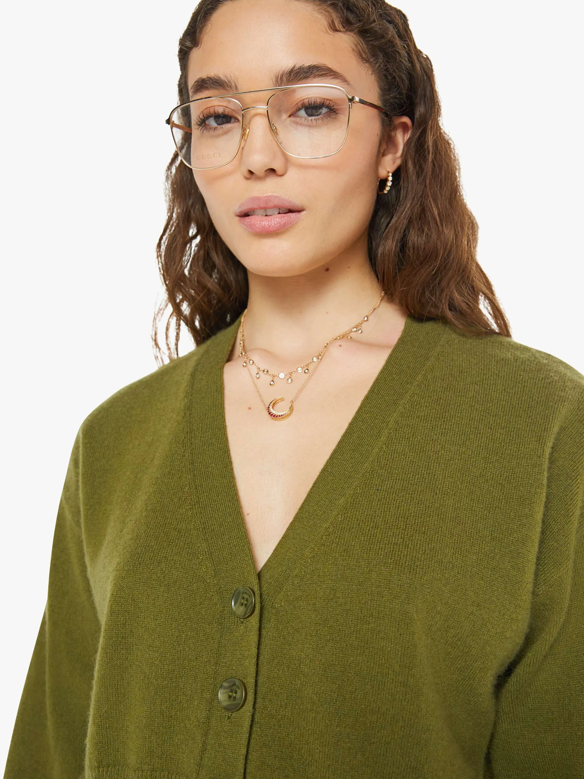 SABLYN Adele Cropped V-Neck Cardigan - Olive