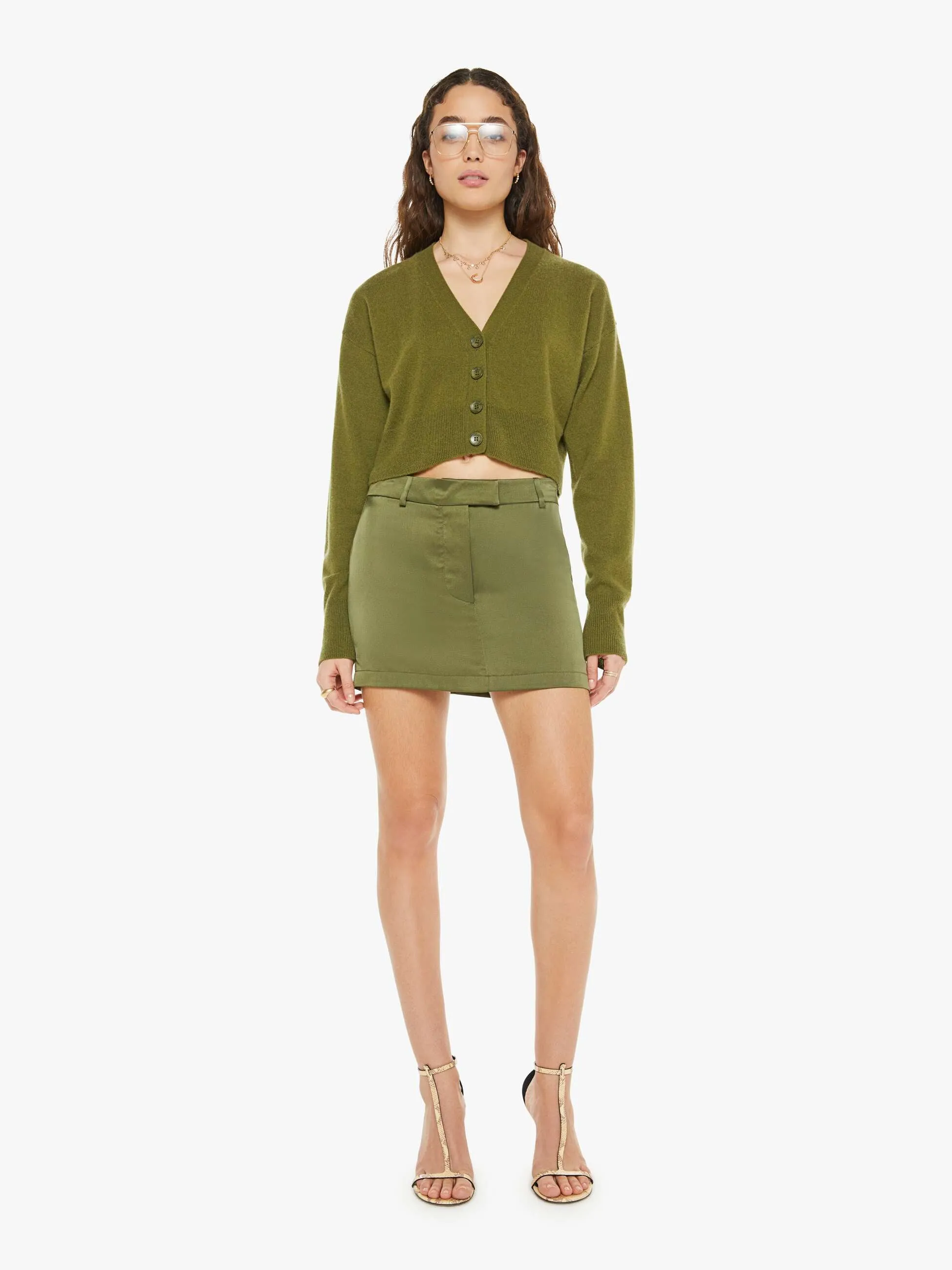 SABLYN Adele Cropped V-Neck Cardigan - Olive