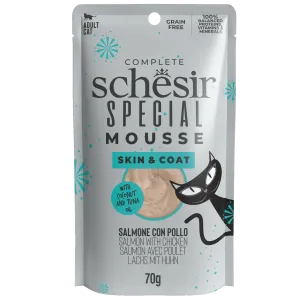 Schesir Special Mousse Skin & Coat Salmon With Chicken In Mousse Wet Food For Cats