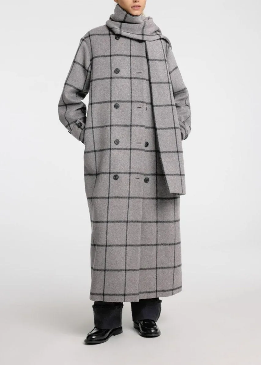 SLFHELLE LONG WOOL SCARF COAT | STEEL GRAY
