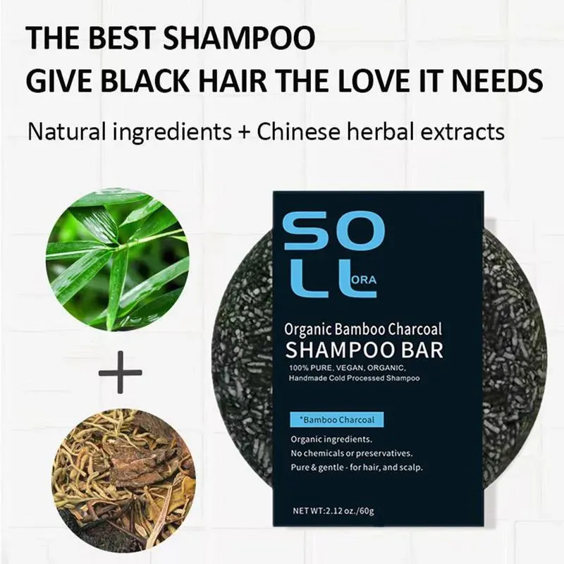 Sol lora Charcoal Hair Darkening Bar - Natural Shampoo Soap Bar for White to Black Hair - 60g (Pack of 3 Pcs)