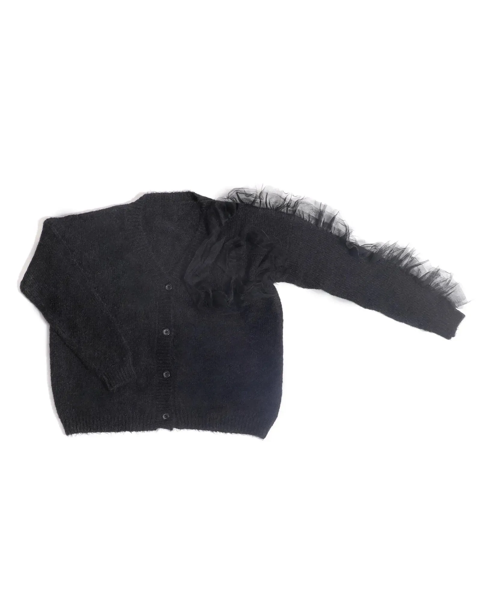 Sophisticated Ruffled Sleeve Wool Blend Cardigan