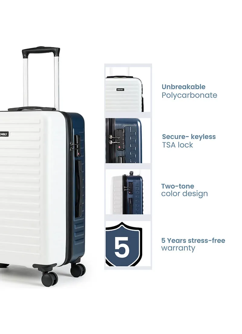 Stark Verve Combo | White/Blue | Two Tone Medium Hard Luggage with Duffle Bag