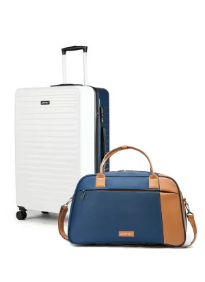 Stark Verve Combo | White/Blue | Two Tone Medium Hard Luggage with Duffle Bag