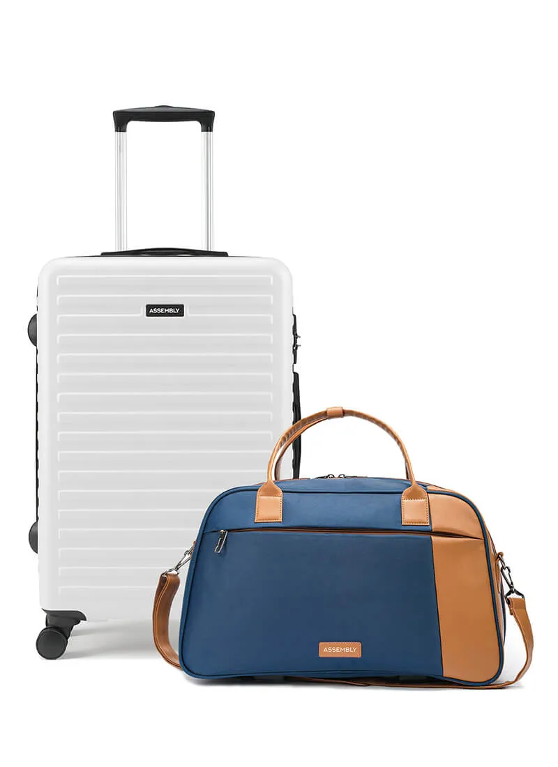 Stark Verve Combo | White/Blue | Two Tone Medium Hard Luggage with Duffle Bag