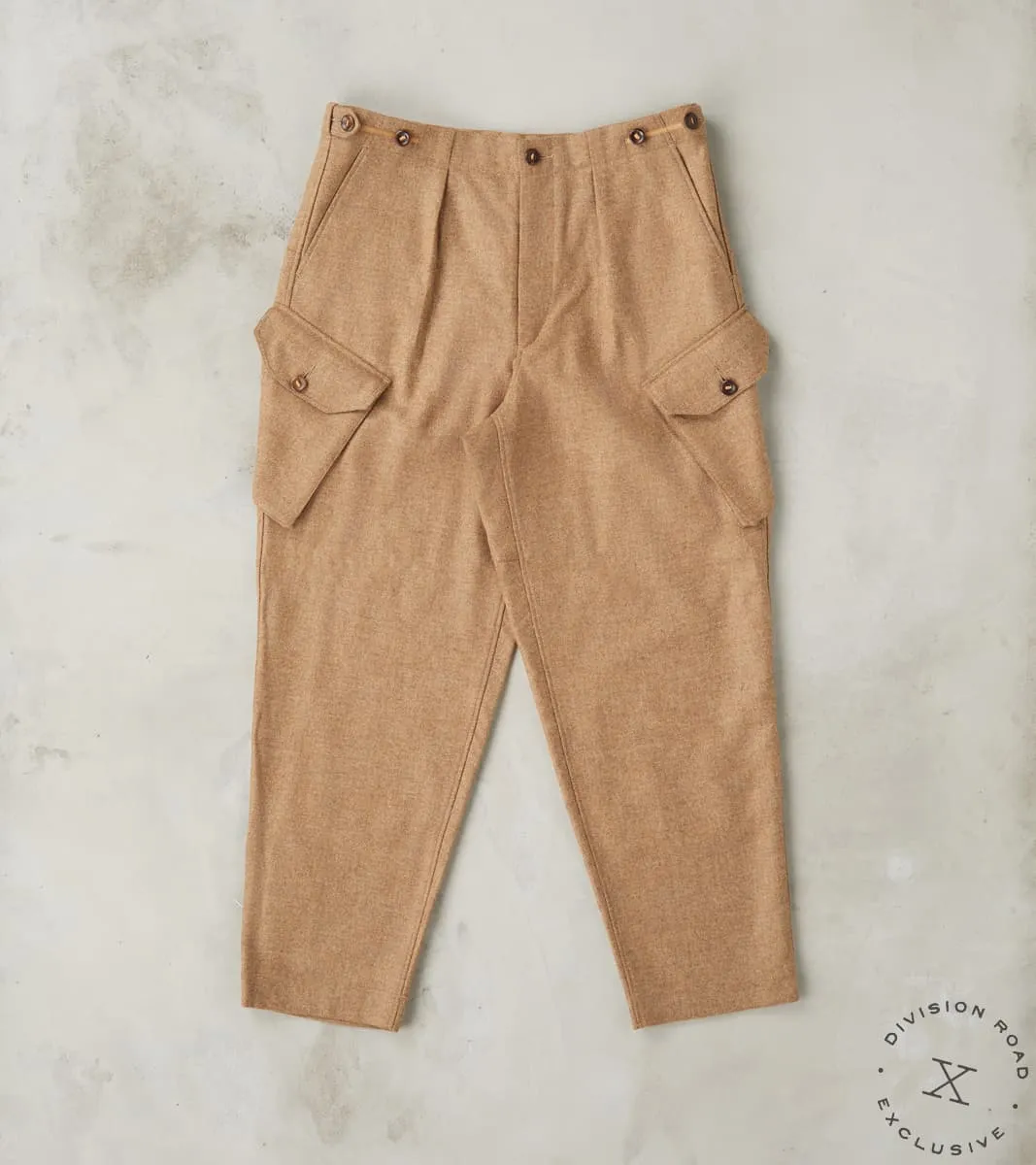 Swiss Army Cargo Trousers - Abraham Moon® Camel Merino Twill