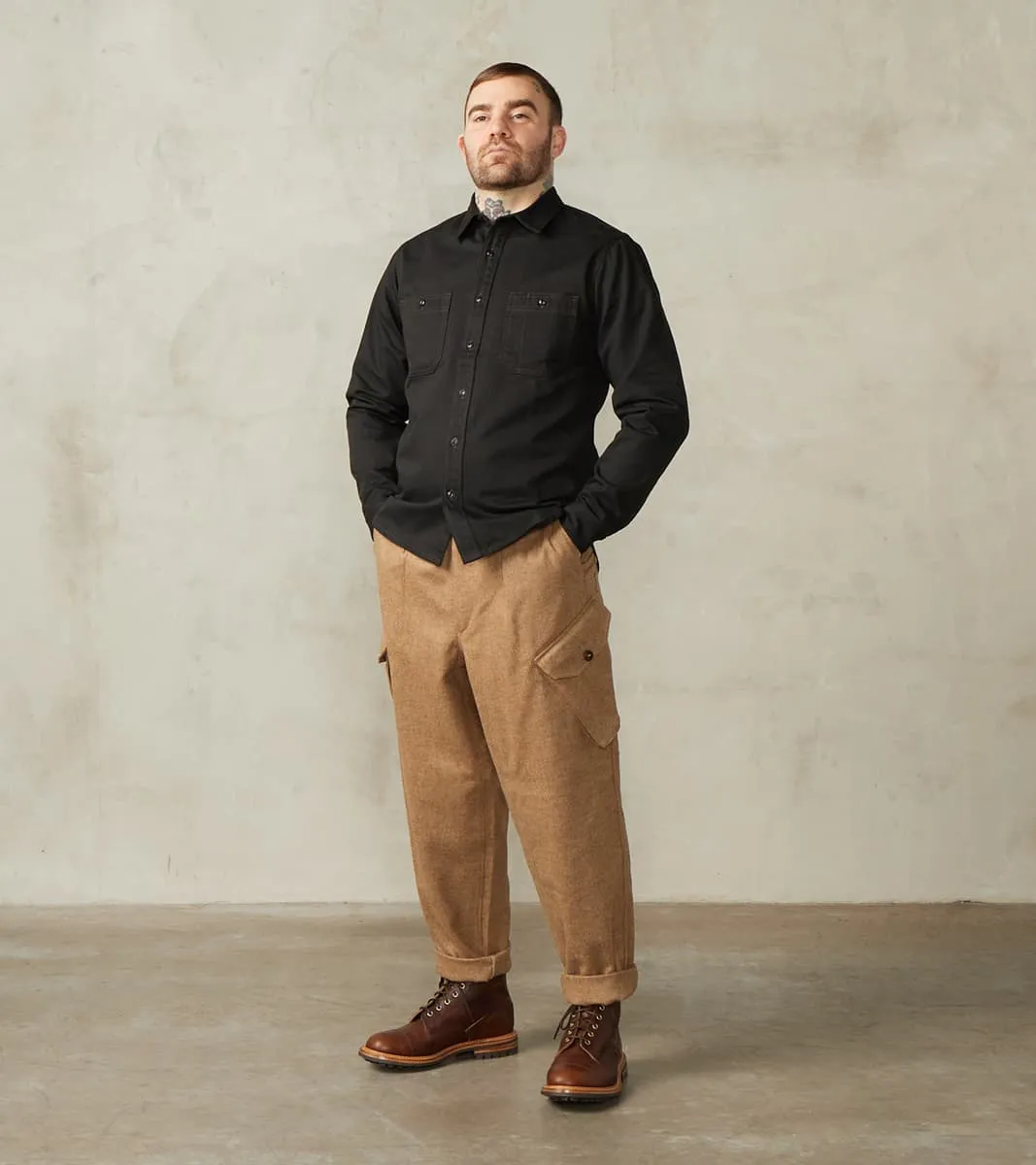 Swiss Army Cargo Trousers - Abraham Moon® Camel Merino Twill