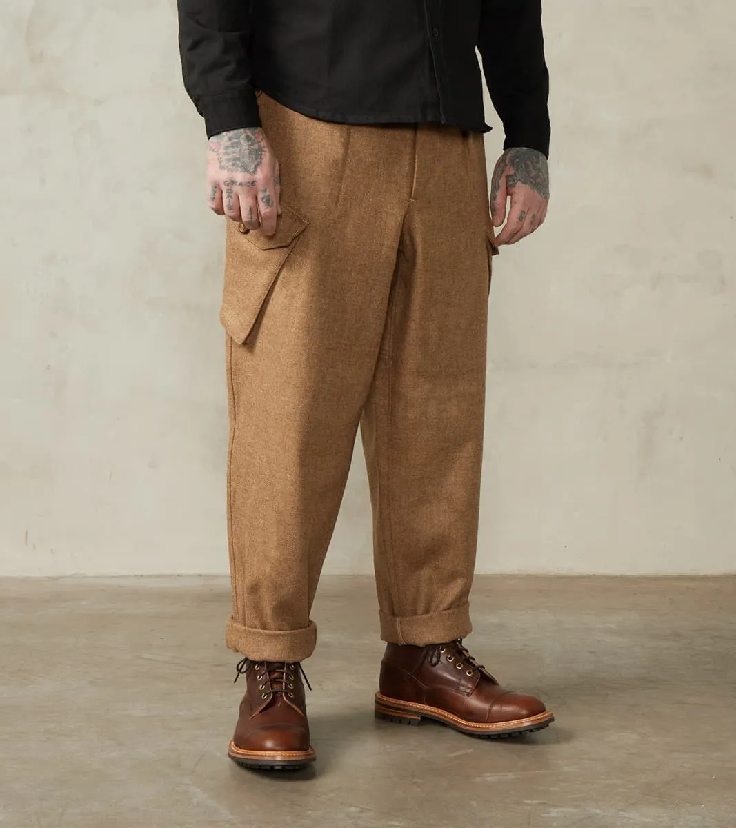 Swiss Army Cargo Trousers - Abraham Moon® Camel Merino Twill