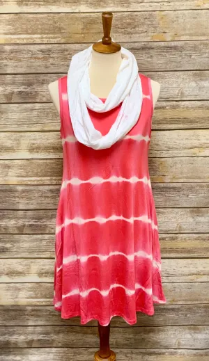 Tie Dye Tank Swing Knit Dress with Pockets