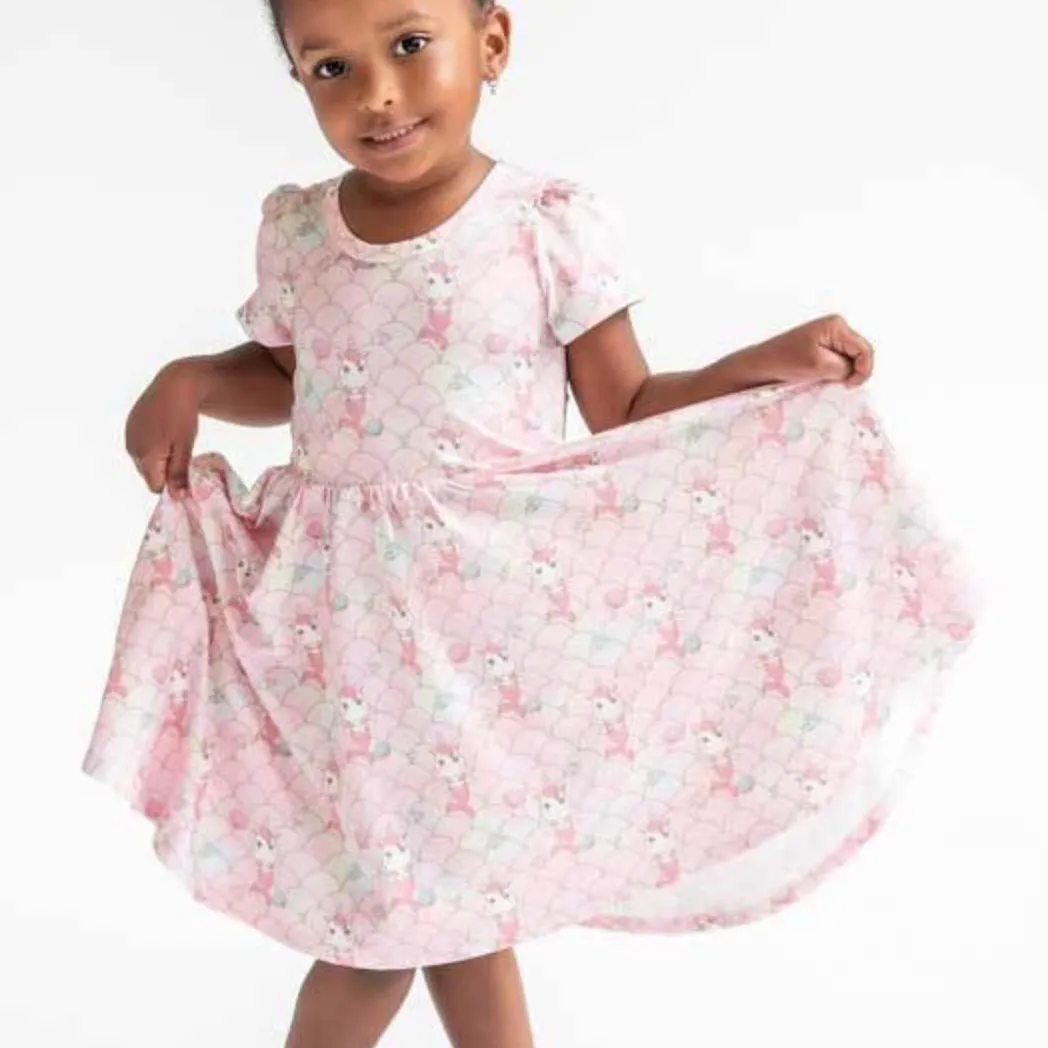 Twirl Dress Pink Unicorn Mermaid, Size 2T