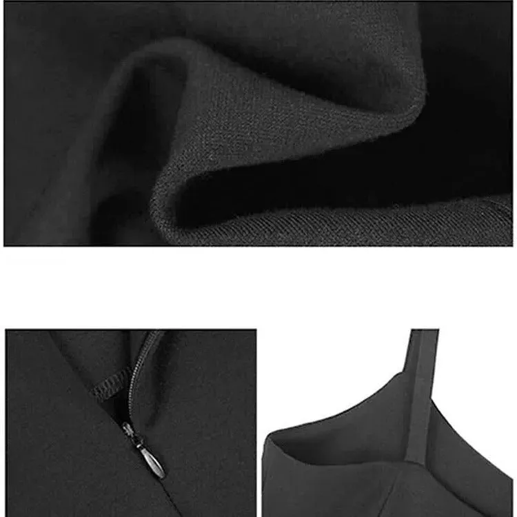 Versatile Preppy Cross Knit Sweater Lace Up Ruffled Slip Dress Two Piece Set