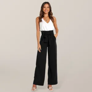 Women's High Waist Belted Wide Leg Trousers