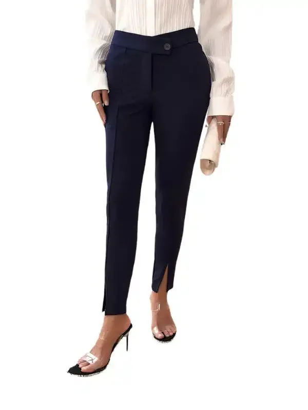 Women’s new temperament commuting slim fit front slit suit trousers